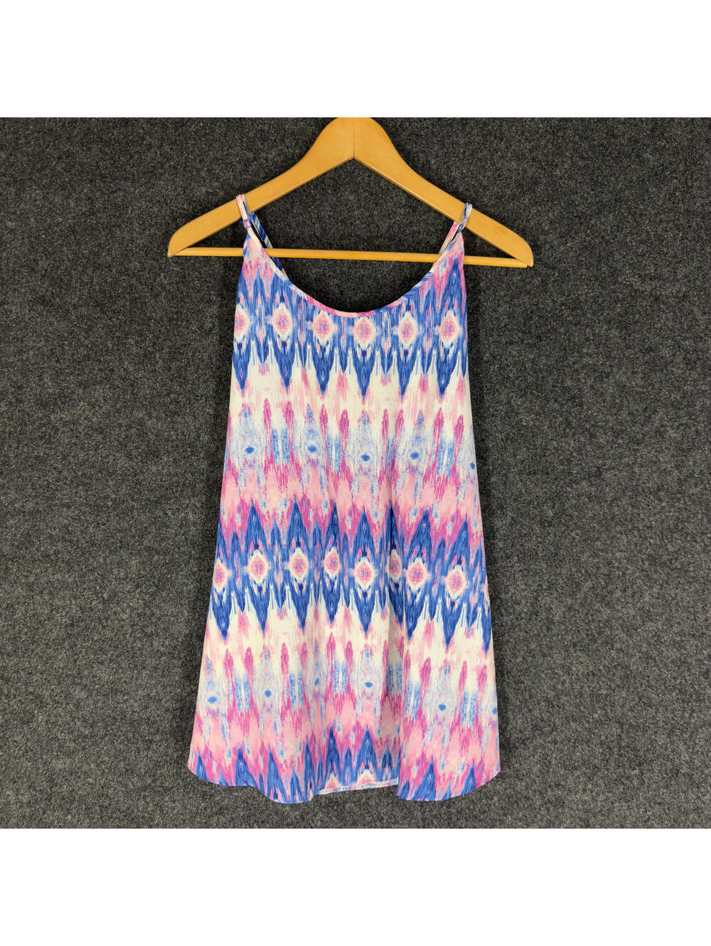 Forever 21 Dress Women M Medium Blue Geometric Sleeveless Shift Midi Lined
